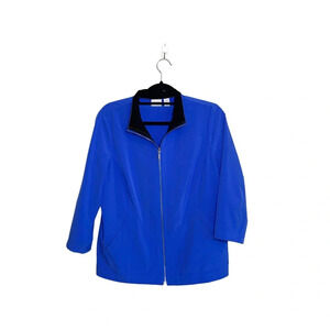 Weekends by Chico’s Blue 3/4 Sleeve Full Zip Windbreaker Jacket 1 Medium Women’s
